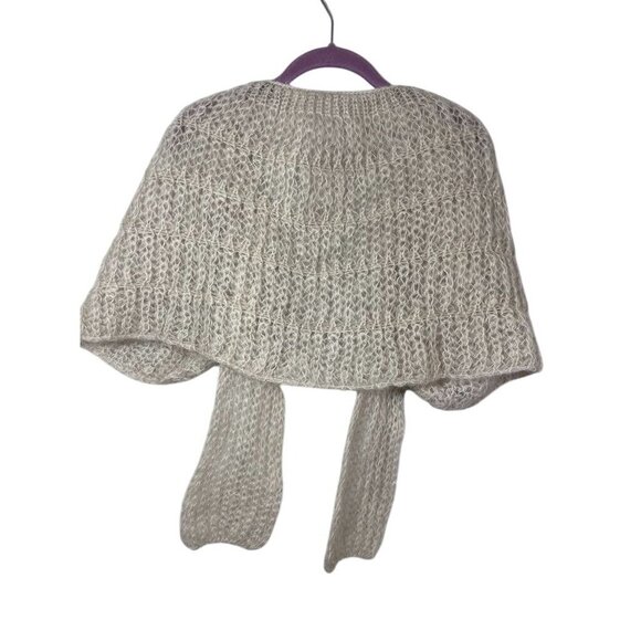 Vintage Mohair Wool Sweater Cream Hand Knit Fuzzy Retro Shrug Luxury Italy 80s - Picture 7 of 10